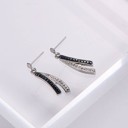 Элегантные серьги-гвоздики из нержавеющей стали, со стразами