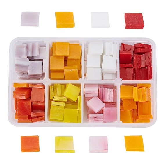 Opaque Glass Cabochons, Mosaic Tiles, for Home Decoration or DIY Crafts, Square