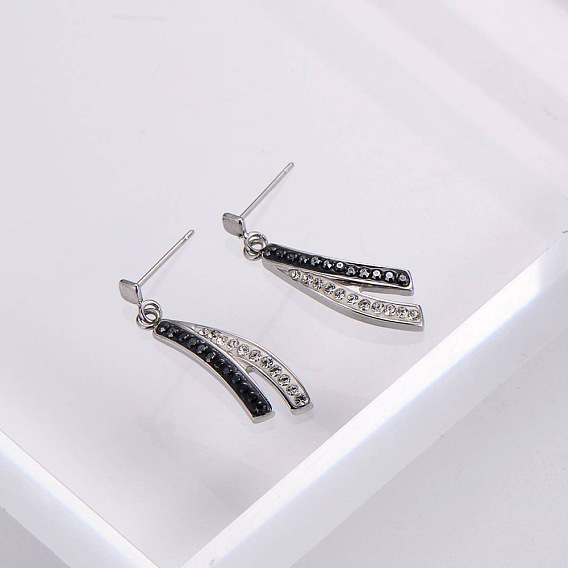 Элегантные серьги-гвоздики из нержавеющей стали, со стразами
