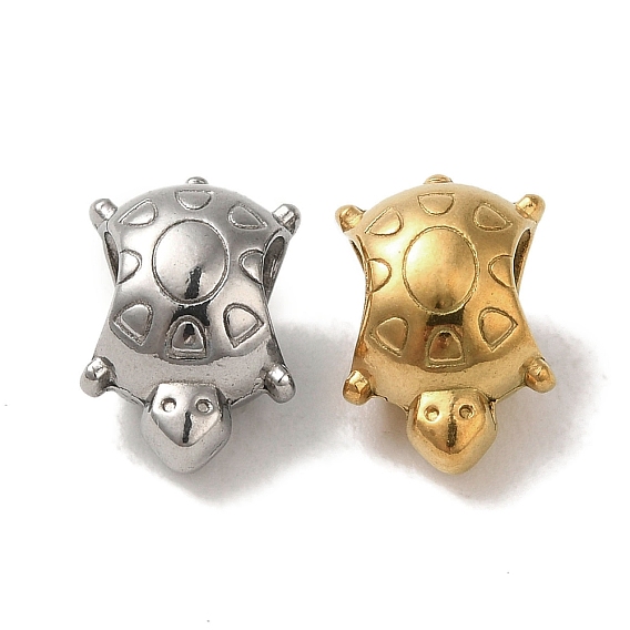 Ионное покрытие (ip) 304 европейские бусины из нержавеющей стали, бусины с большим отверстием, черепаха