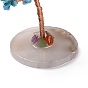 Natural Gemstone Chips & Agate Pedestal Display Decorations, with Brass Finding, Tree, Cadmium Free & Lead Free
