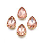 Sew on Rhinestone, Transparent Glass Rhinestones, with Iron Prong Settings, Faceted, Teardrop
