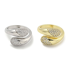 Кольцо-манжета с кубическим цирконием из латуни с микропаве, открытое кольцо в форме слезы для женщин, без кадмия и без свинца, долговечный