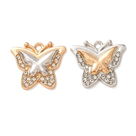 Alloy Rhinestone Pendants, Butterfly Charms