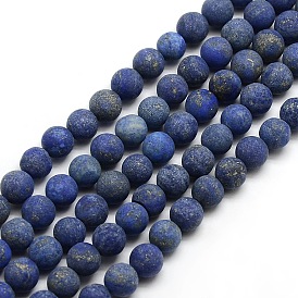 Dyed Frosted Natural Lapis Lazuli Round Bead Strands