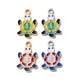 304 Stainless Steel Pendants, with Enamel, Turtle Charm