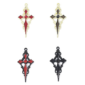 Rack Plating Alloy Enamel Pendants, with Rhinestone, Cadmium Free & Nickel Free & Lead Free, Sword