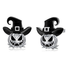 Halloween-Ohrstecker aus Emaille, Kürbis und Hexenhut