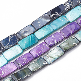 Freshwater Shell Beads Strands, Dyed with Drawbench, Rectangle