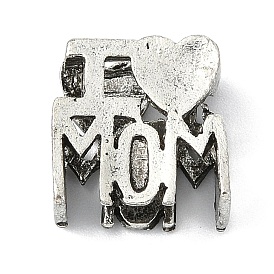 Бусины из тибетского сплава в европейском стиле ко Дню матери., бусины с большим отверстием, слово я люблю маму