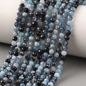 Нити бусины из натурального синего аквамарина дьявола, граненые, круглые