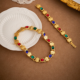 Collier vintage en strass doré pour femme – Chaîne de collier unique avec personnalité et élégance.