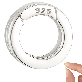 925 Sterling Silver Spring Gate Rings, with Double Sided Suede Fabric Silver Polishing Cloth
