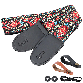 Polyester & PU Leather Adjustable Guitar Shoulder Strap, with Allou Gunmetal Clasp, Superfine Leather Strap, PPE Guitar Washers