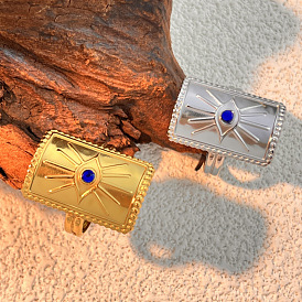 304 манжеты из нержавеющей стали со стразами, прямоугольник с сглаза