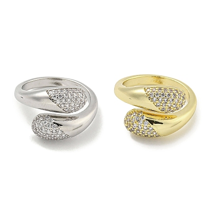 Кольцо-манжета с кубическим цирконием из латуни с микропаве, открытое кольцо в форме слезы для женщин, без кадмия и без свинца, долговечный