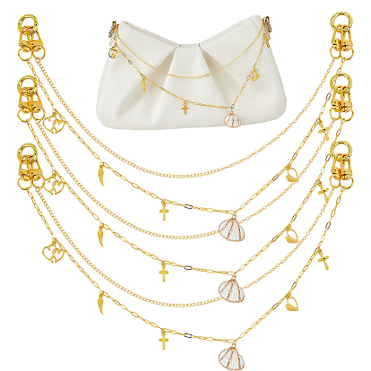 3шт латунные цепи сумки удлинители цепи, Сплав с застежками, аксессуары для замены сумок, формы раковины