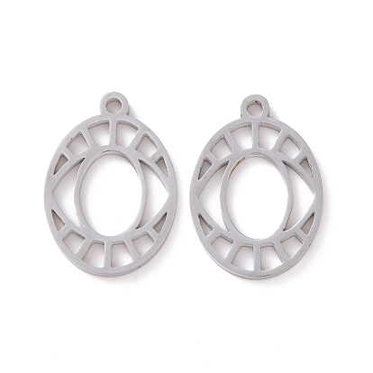 Creuses 201 pendentifs en acier inoxydable, Ovale avec oeil