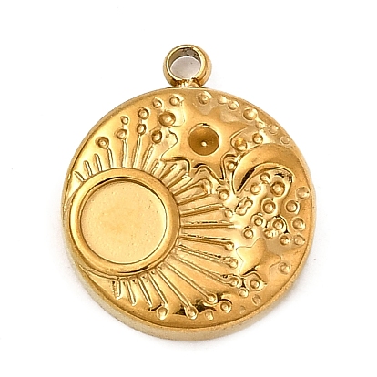 304 Настройки кабошон из нержавеющей стали кулон, плоско-круглые, ионное покрытие (ip)