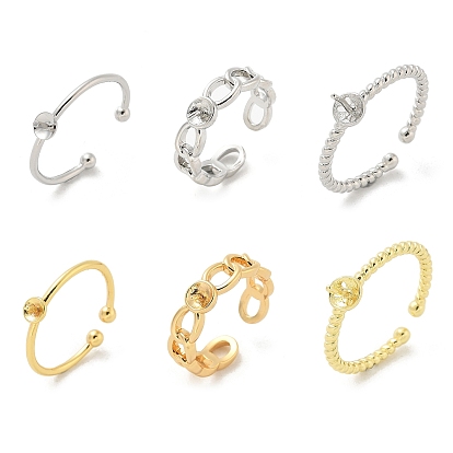 Латунный колышек для установки открытого манжетного кольца, для полуполых бусин 