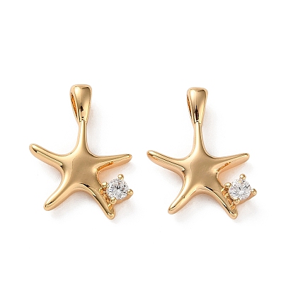 Подвески из латуни с микропаве и прозрачными кубическими циркониями в морской тематике, реальный 18 k позолоченный