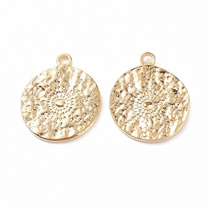 304 подвески из горного хрусталя из нержавеющей стали, плоские круглые с солнцем