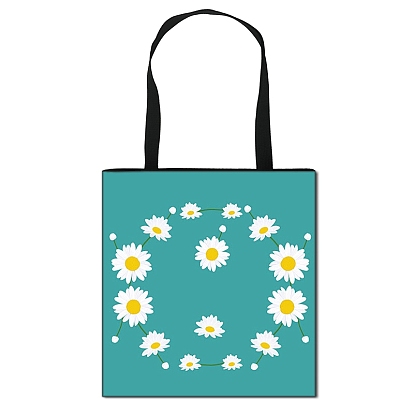 Daisy Flower Printed Polyester Shoulder Bag, Rectangle