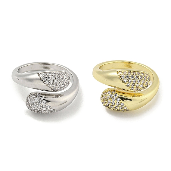 Кольцо-манжета с кубическим цирконием из латуни с микропаве, открытое кольцо в форме слезы для женщин, без кадмия и без свинца, долговечный