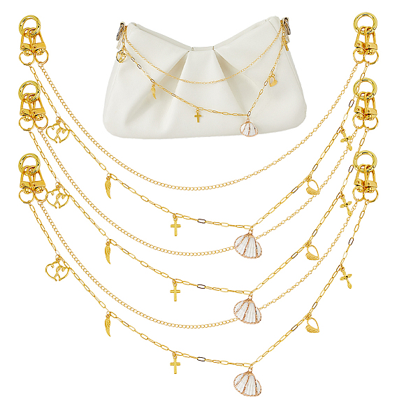 3шт латунные цепи сумки удлинители цепи, Сплав с застежками, аксессуары для замены сумок, формы раковины