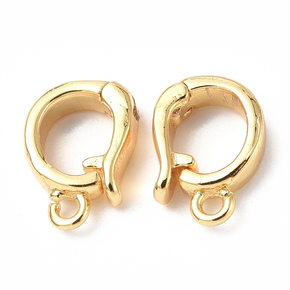 Brass Fold Over Clasps, Cadmium Free & Nickel Free & Lead Free, with Loop
