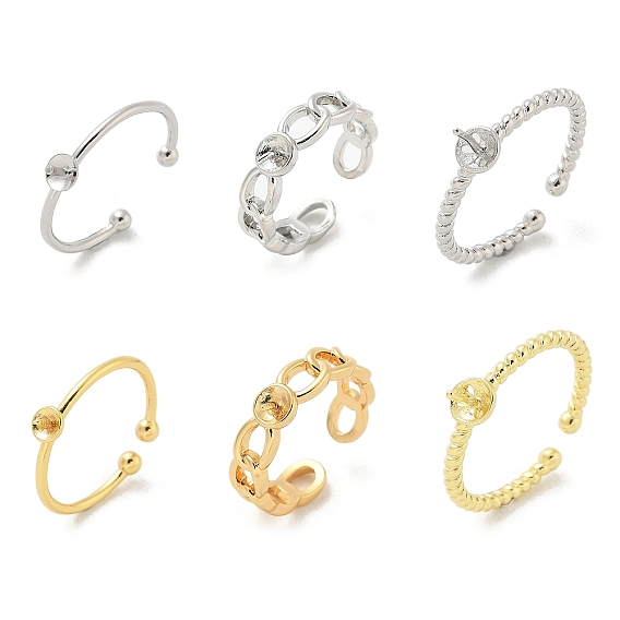 Латунный колышек для установки открытого манжетного кольца, для полуполых бусин 