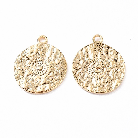 304 подвески из горного хрусталя из нержавеющей стали, плоские круглые с солнцем