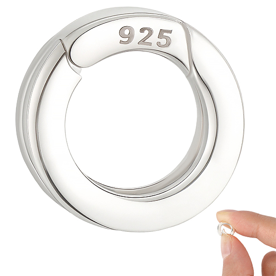 925 anillos de puerta de resorte de plata esterlina, Con paño de pulido plateado de tela de gamuza de doble cara.