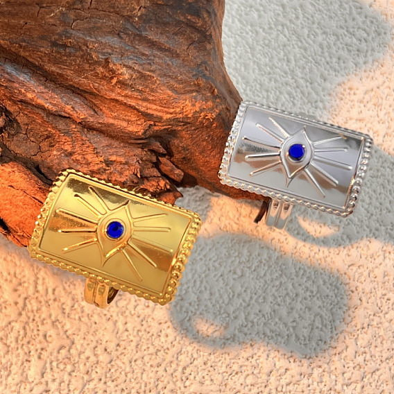 304 манжеты из нержавеющей стали со стразами, прямоугольник с сглаза