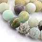 Natural Frosted Flower Amazonite Beads Strands, Round