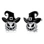 Boucles d'oreilles clous en alliage émaillé pour Halloween, citrouille et chapeau de sorcière