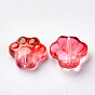 Transparent Spray Painted Glass Beads, with Glitter Powder, Dog Paw Prints