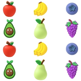 12шт 6 стили силиконовые бусины, фрукты, разноцветные