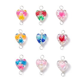 Подвески-сердечки ручной работы из стеклянной эмали, с двойной петлей из медной проволоки, разноцветные