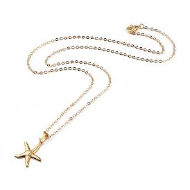 Brass Pendant Necklaces, with 304 Stainless Steel Pendants, Starfish/Sea Stars