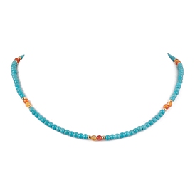 Synthetic Turquoise & Natural Carnelian Beaded Necklaces, Round