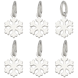 6шт. 925 подвески-снежинки из стерлингового серебра, с прыжковых колец, родий