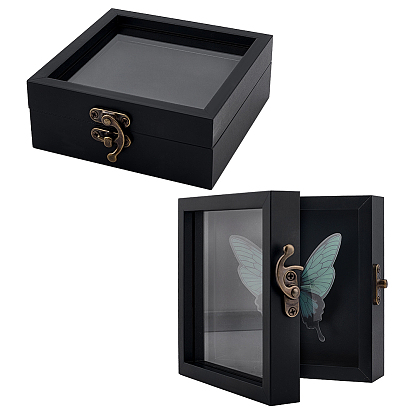 Wood Jewelry Display Cases, with Visible Window and Clasps, Square