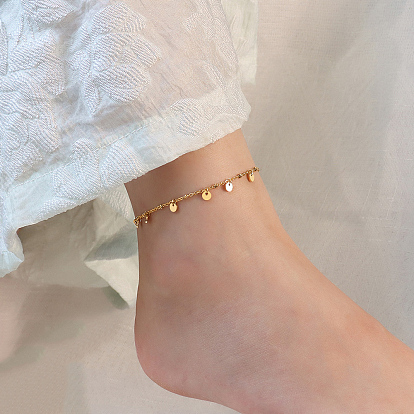 Плоские круглые браслеты из нержавеющей стали для женщин