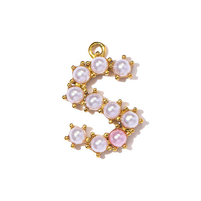 304 подвески из нержавеющей стали, с абс пластмассовой имитационной жемчужиной, ионное покрытие (ip), реальный 18 k позолоченный, зеркальная полировка