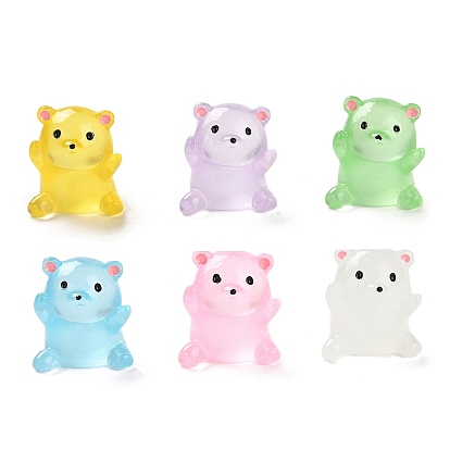 Медведь, светящиеся украшения из смолы, светится в темноте, украшения для рабочего стола в автомобиле или домашнем офисе