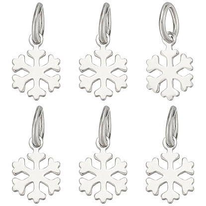 6шт. 925 подвески-снежинки из стерлингового серебра, с прыжковых колец, родий
