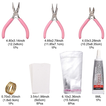 DIY Jewelry Tool Sets, with Jewelry Pliers, Glue and Earring Card