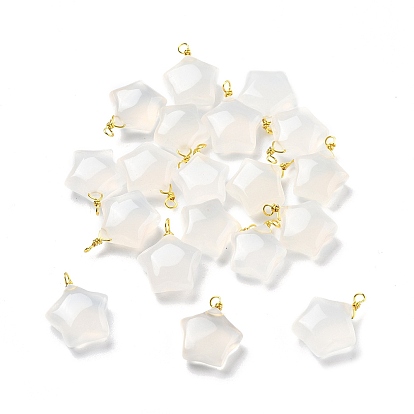 Подвески в форме звезды из натурального агата, с золотыми тонами латунных петель