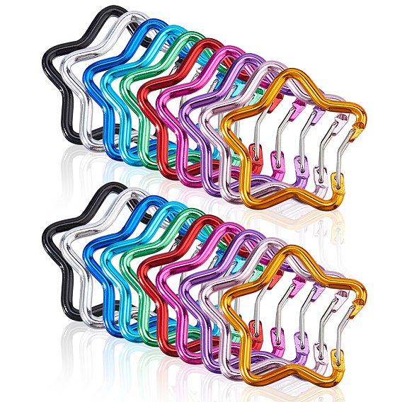 18шт. 9 цвета алюминиевого сплава карабины для скалолазания, застежки для ключей с бусинами, звезда